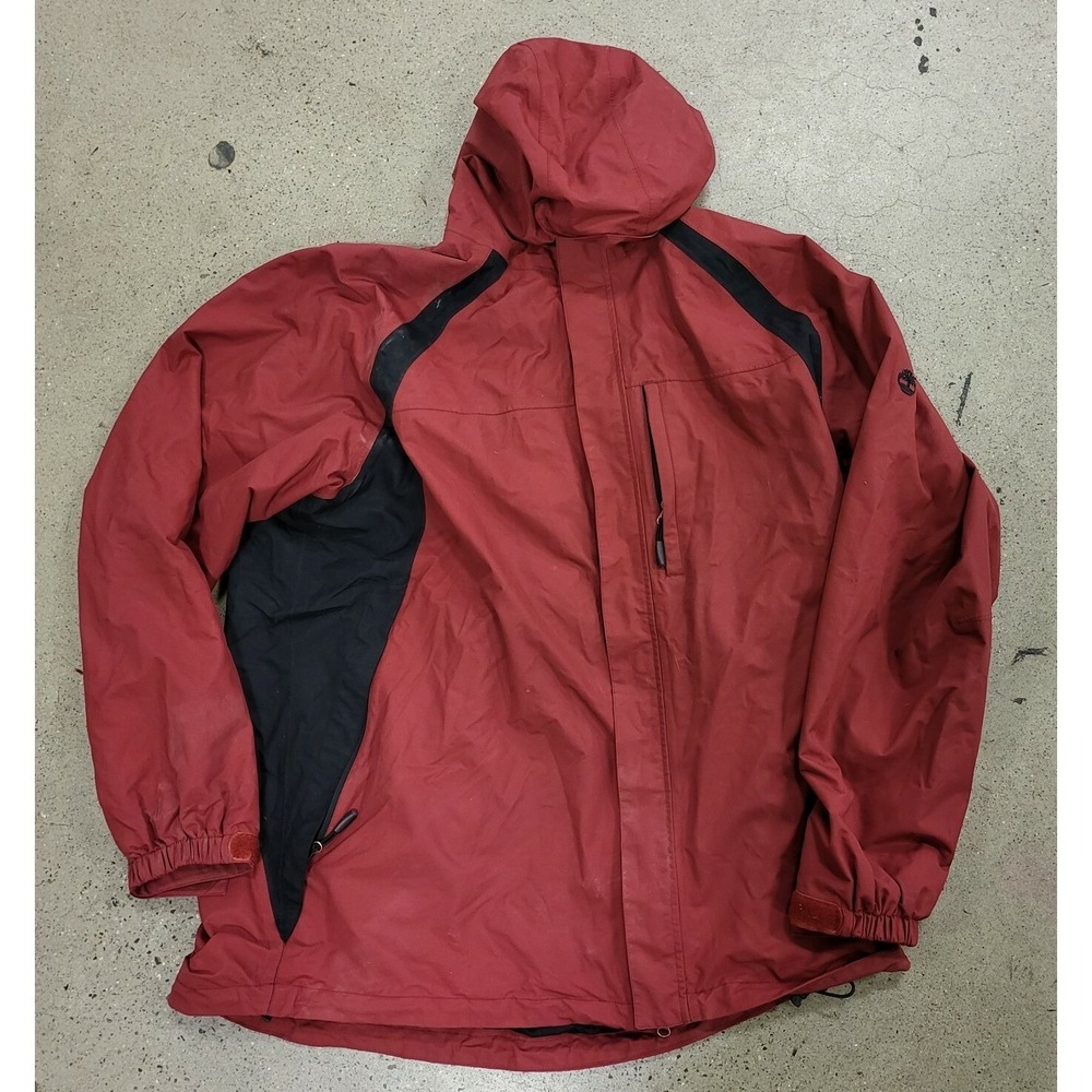 Vintage Timberland‎ Waterproof Red Jacket Full Zip Hooded Coat Size 2XL XXL